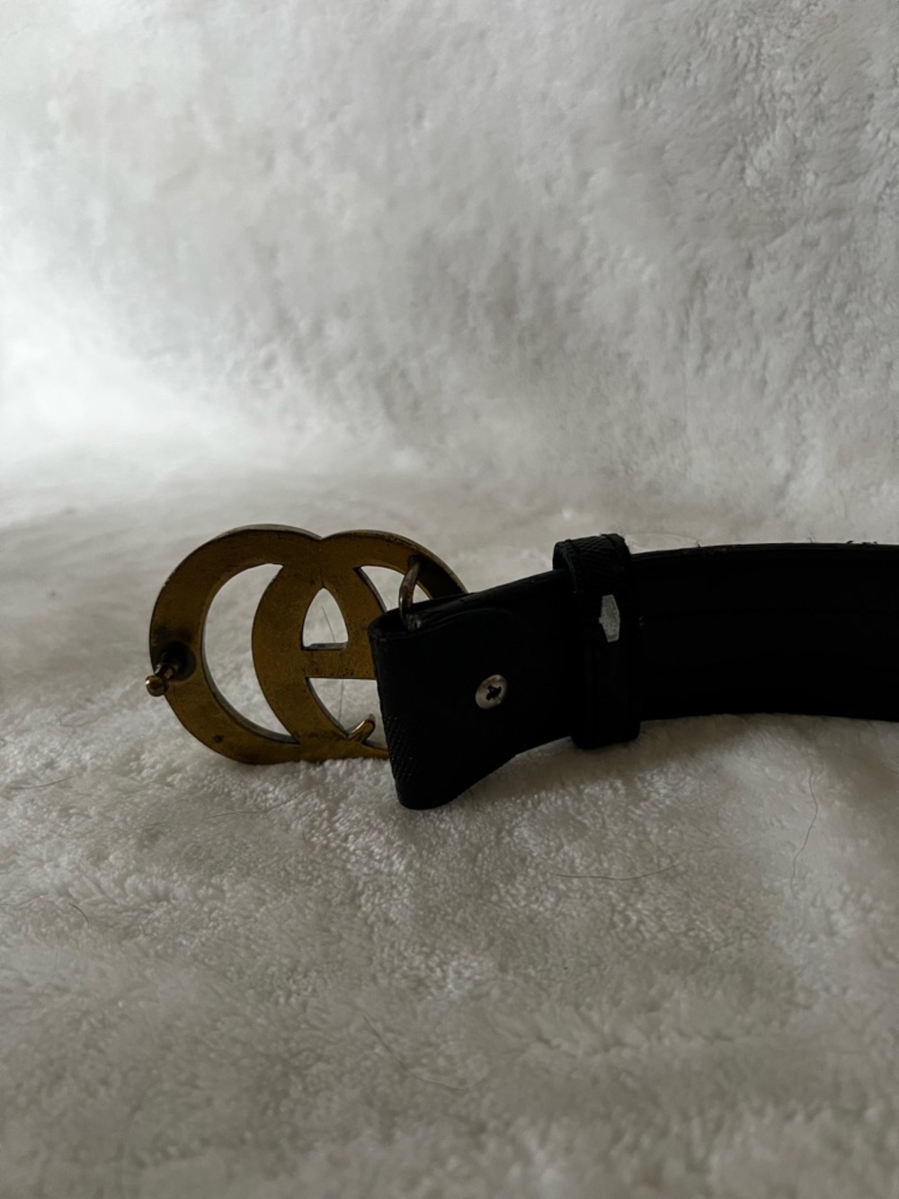 Gucci Black Leather Belt with Green and Red Web Stripe and Gold Double G Buckle - Picture 2 of 3
